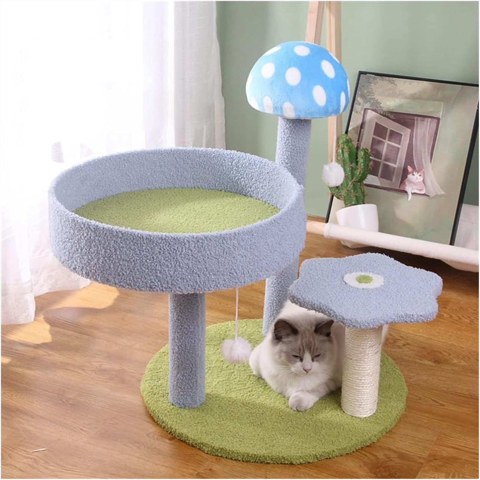 Albero Tiragraffi Per Gatti Piattaforma Di Riposo Struttura Da Arrampicata Per Gatti Fungo Forniture Per Animali Domestici Per Tiragraffi Per Divertenti Torre Per Per Interni(Blue)