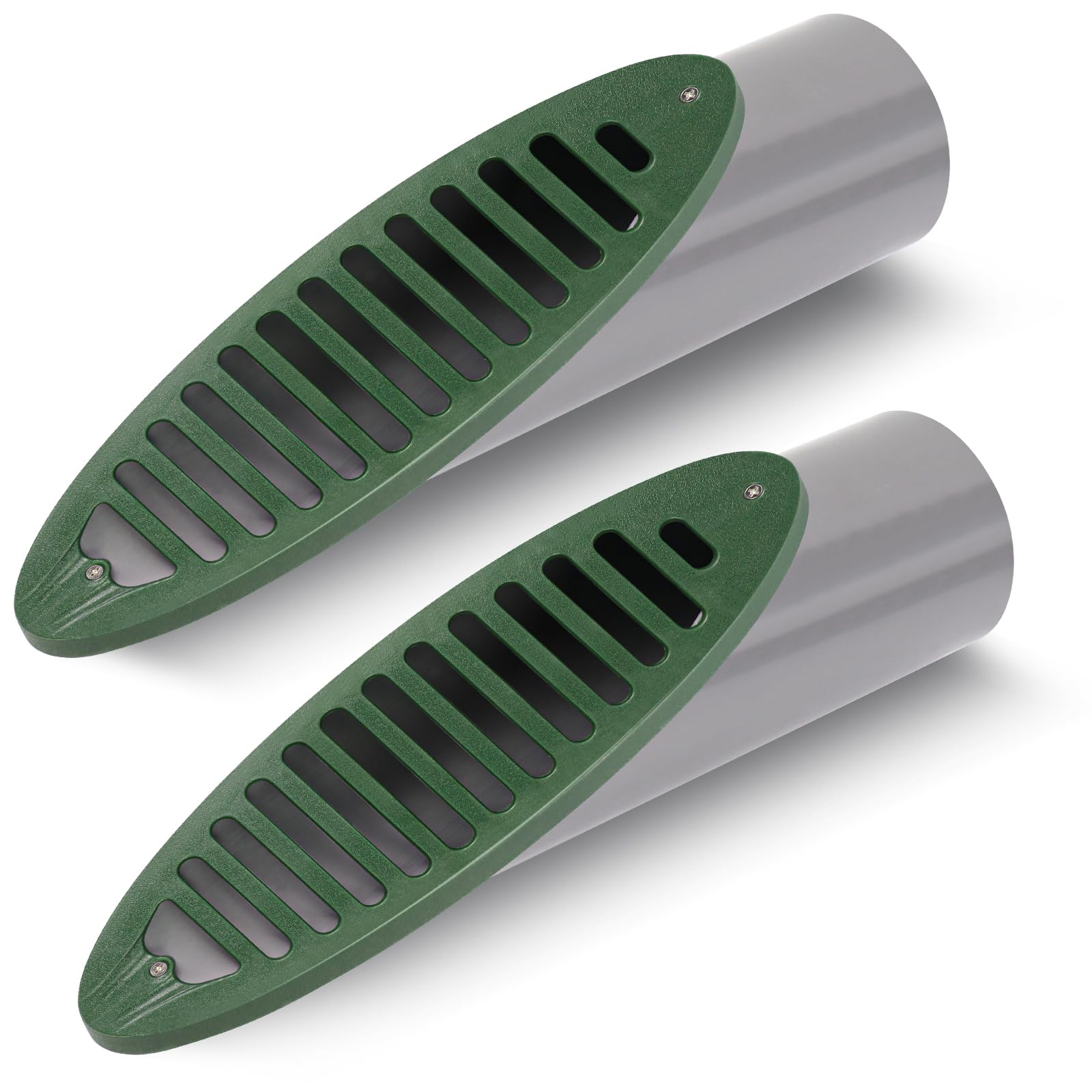 JIANBENKJ Yard Drain Emitter, 4in Green Angled Drainage Grate Yard for Sump Pump Discharge&Downspout Extensions,2PCS Angled Slope Pipe Grate for 4-