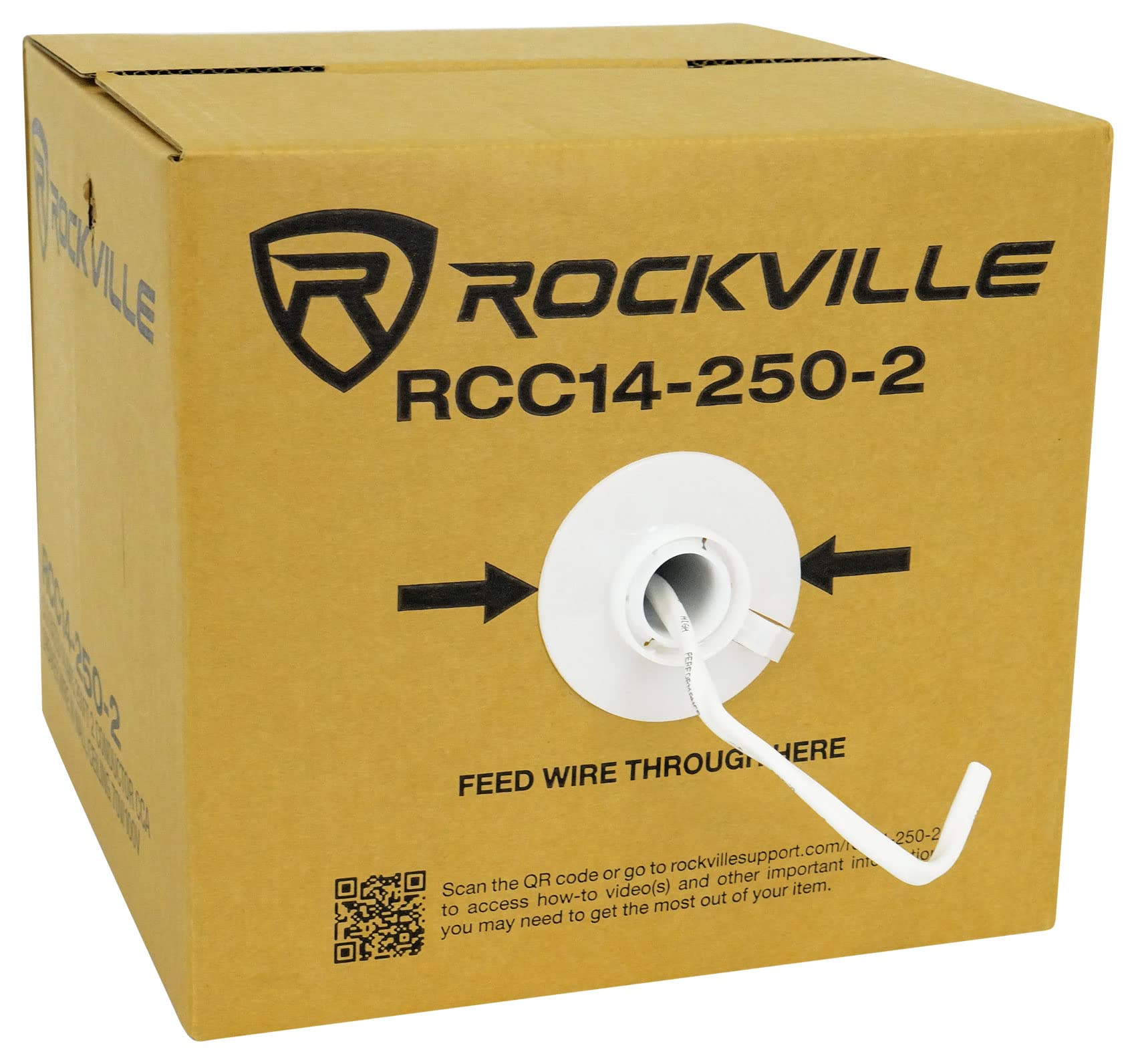 Rockville RCC14-250-2 14 AWG 250ft CCA Speaker Wire, CL2 Rated in-Wall/Ceiling, 2-Conductor, 70V Compatible, Flexible PVC Jacket, for Home Theater and