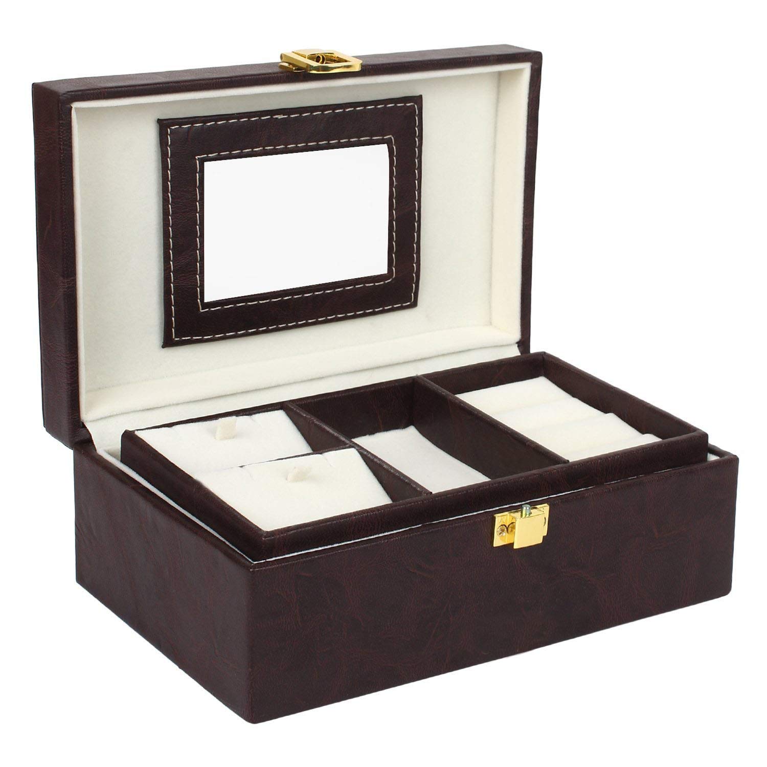 PANKATIPANKATI® JEWELLERY BOX & ACCESSORIES BOX WITH MIRROR AND 1 CLASP LOCK (7X4) BROWN