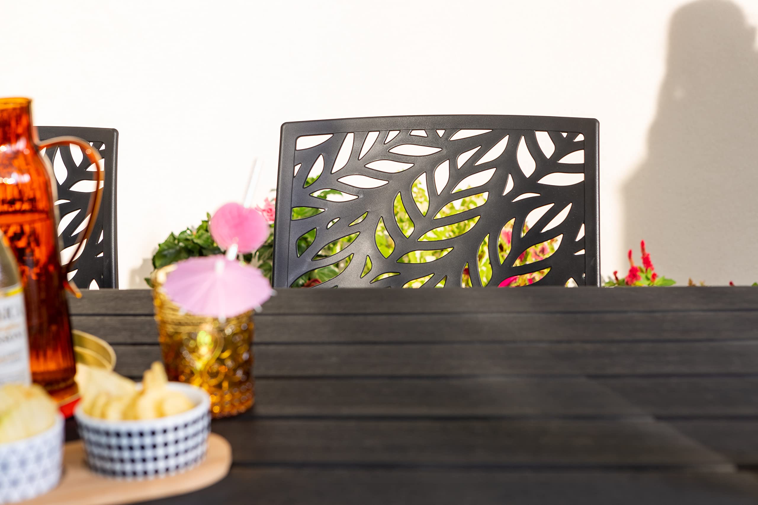 Thomas Gartentisch 156x78, Anthrazit | Rechteckig, Stahlgestell, Polyethylen-Platte, Holzdesign