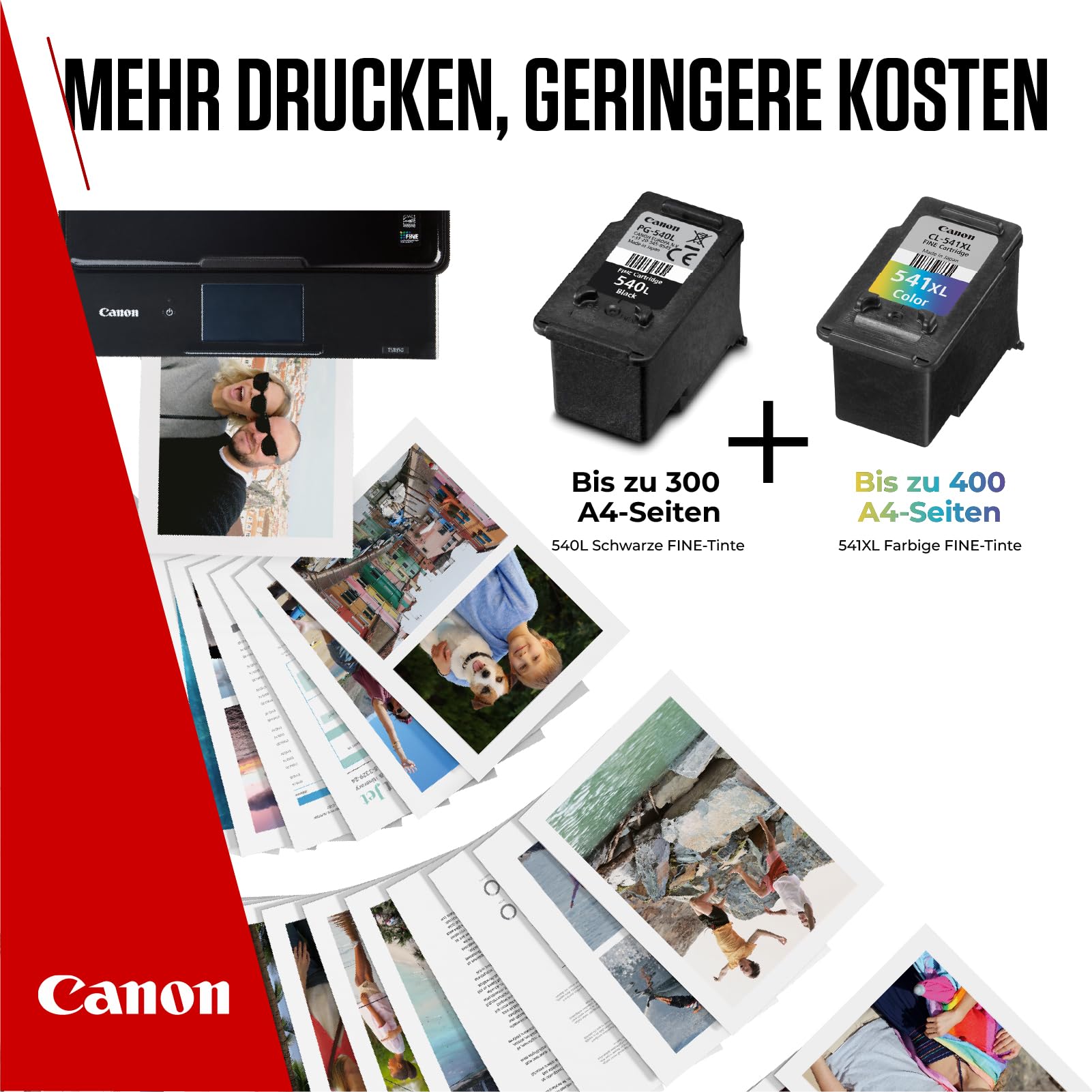Canon Originaltinte PG540L / CL541XL (2 L/XL Tintenpatronen, 1xL Schwarz+ 1xXL Farbe) - Photo Value Pack (inkl Fotopapier GP-501 50 Blatt 10x15cm)