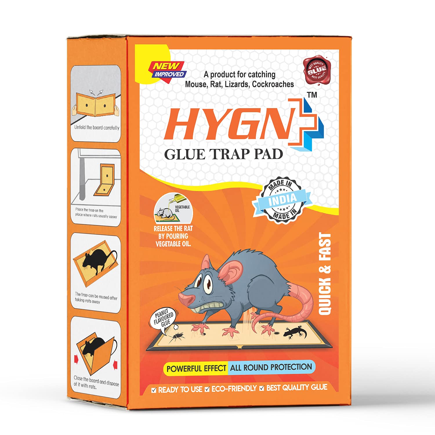 HYGN+ Rat Mouse Cockroach Lizard Sticky Trap Glue Pad | for Home Office Shop Godown Store car Vehicle | Child Pet Safe Non-Poison Non-Toxic Eco Friendly pest Control (10)
