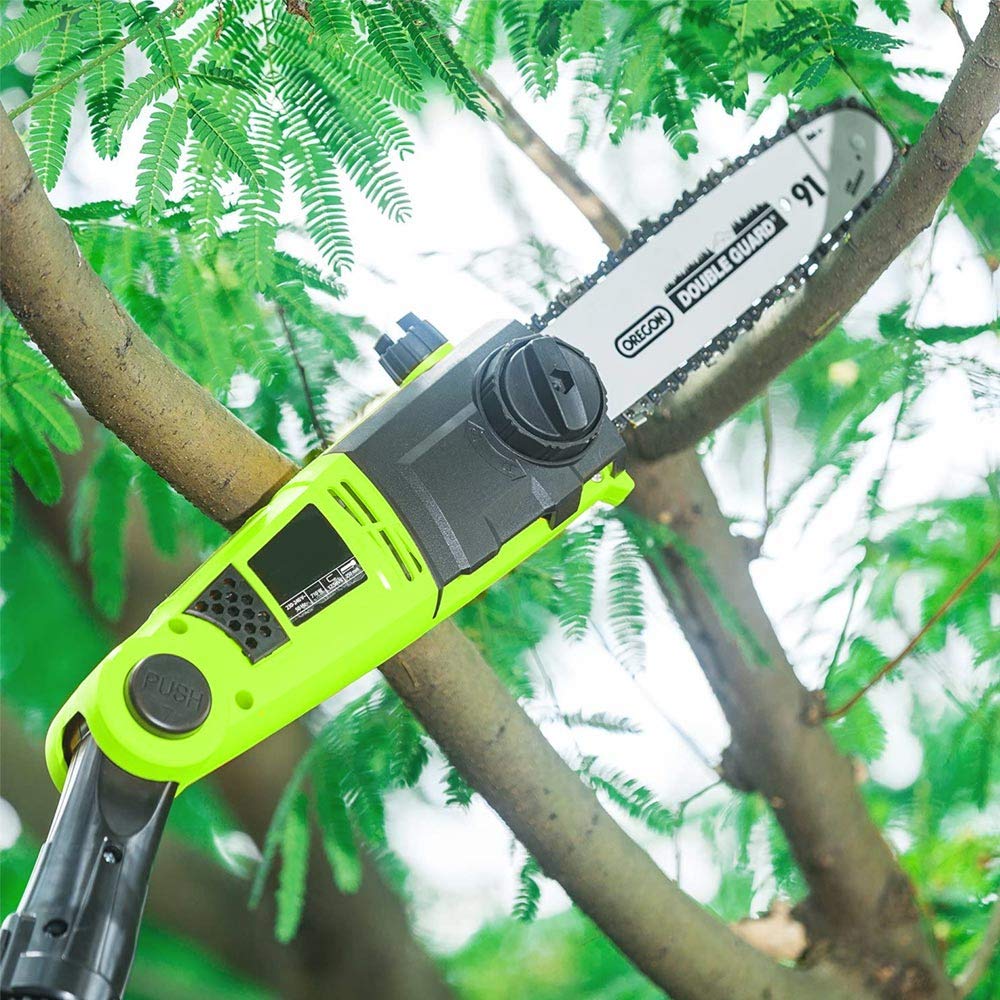 BAKAJI Cortasetos telescópico eléctrico con barra extensible, corta setos hoja 41 cm con inclinación, hoja ajustable mantenimiento jardín, cortabordes desbrozadora (700 W con motosierra 2 en 1)