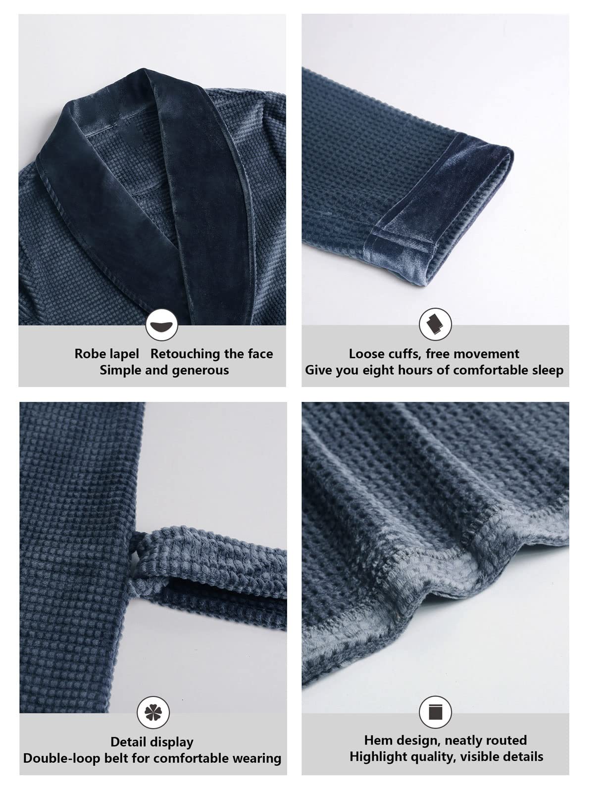 Abbigliamento da Uomo in Flanella, Accappatoio a Scialle di Peluche con Cappuccio, Abbigliamento da Notte, for Vasca idromassaggio Sauna (Color : Silver, Size : L)