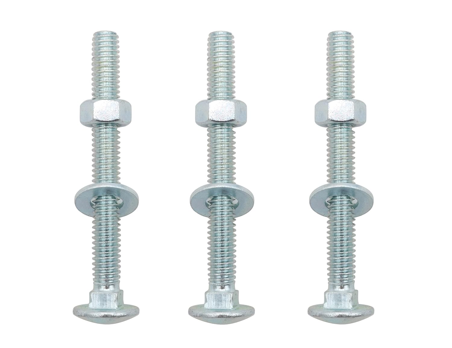LBY 10 Sets Carriage Bolts Screws Assortment Kit, 5/16-18 x 2'' Round Head Square Neck Bolts (with Hex Nuts and Flat Washers), Carbon Steel (Zinc Plated), Silvery