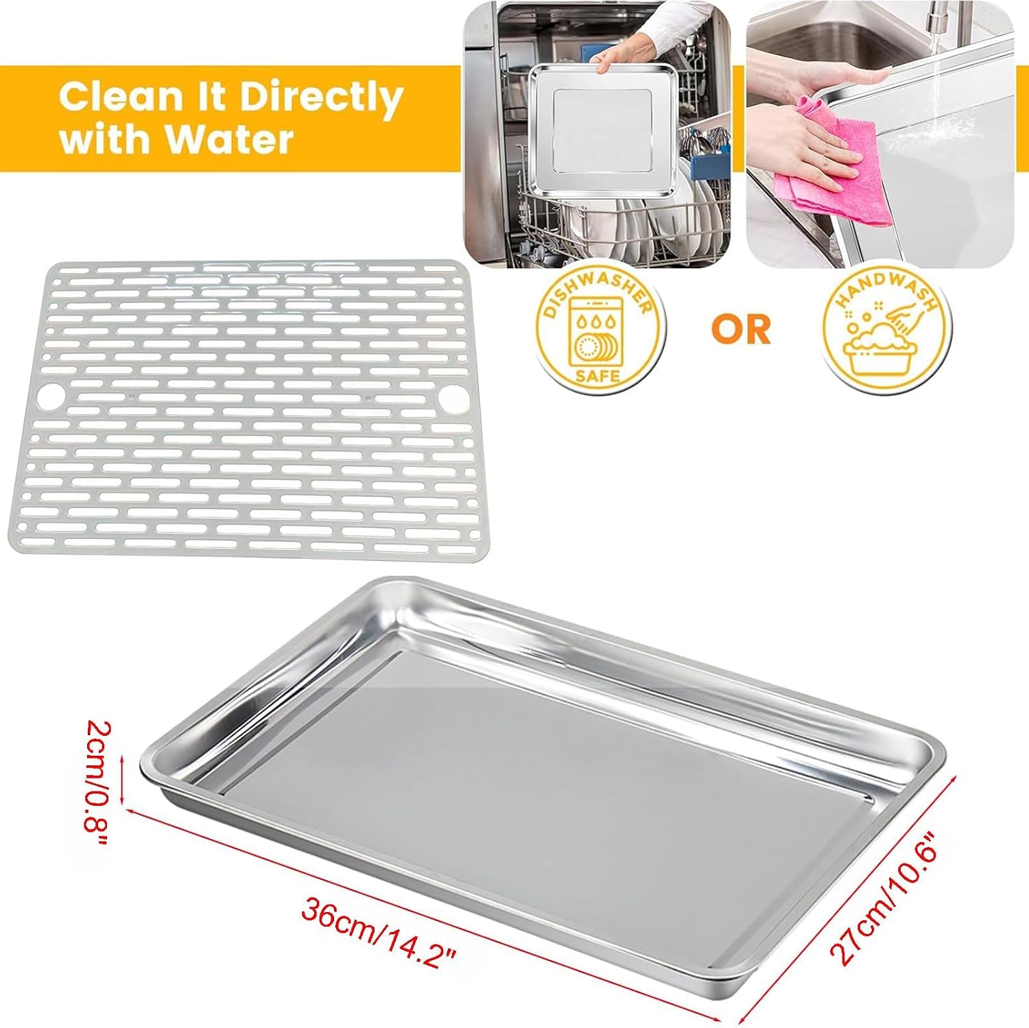 Loaf Pans for Baking Sheet, 14 Inch Extra Large Stainless Steel Bread Cookie Pan Tins for Homemade Meatloaf Cake Brownies, Healthy Duty Bakeware Tray, Dishwasher Safe, 2Pcs