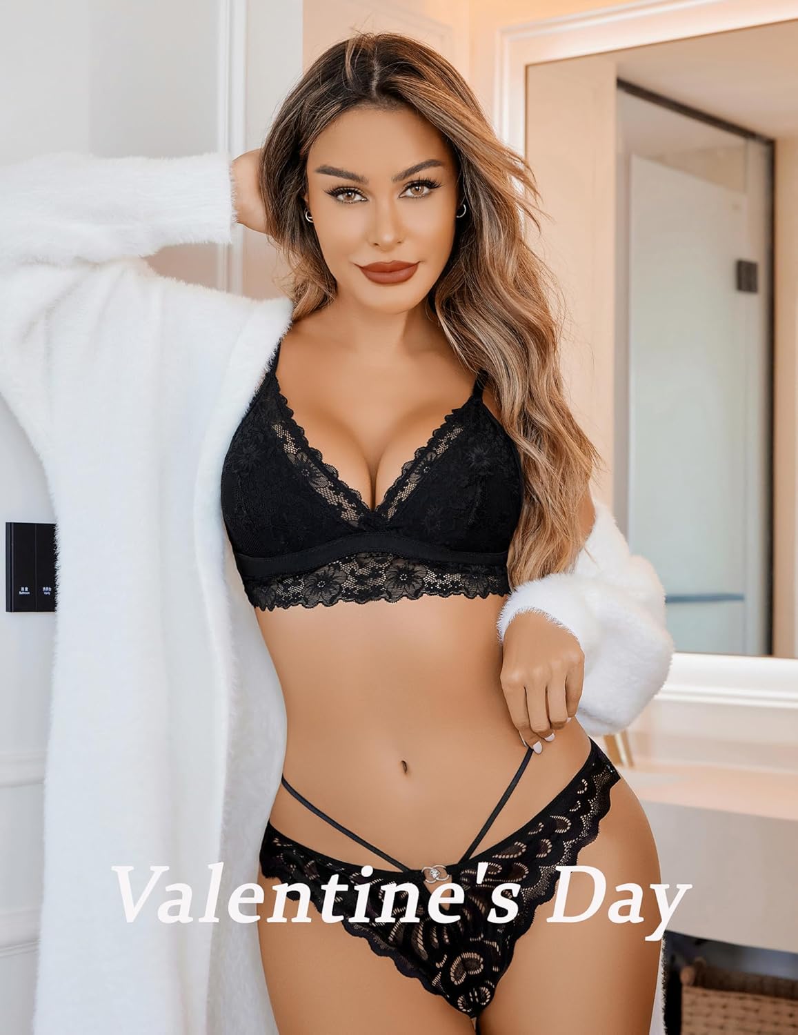 Avidlove Lace Bralette for Women Sexy Wireless Bralettes Non Padded Bralette V Neck Minimizer Lingerie - Image 2