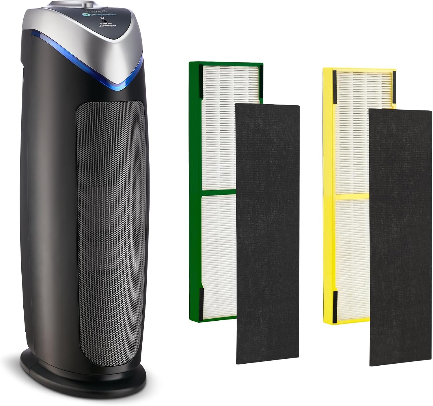 GermGuardian Air Purifier and Cannabis Filter Bundle, Large Rooms Up To 743 Sq. Ft. with Cannabis Smoke and HEPA PURE Filter, UV-C Light, AC4825WMJ 22" Tower, White