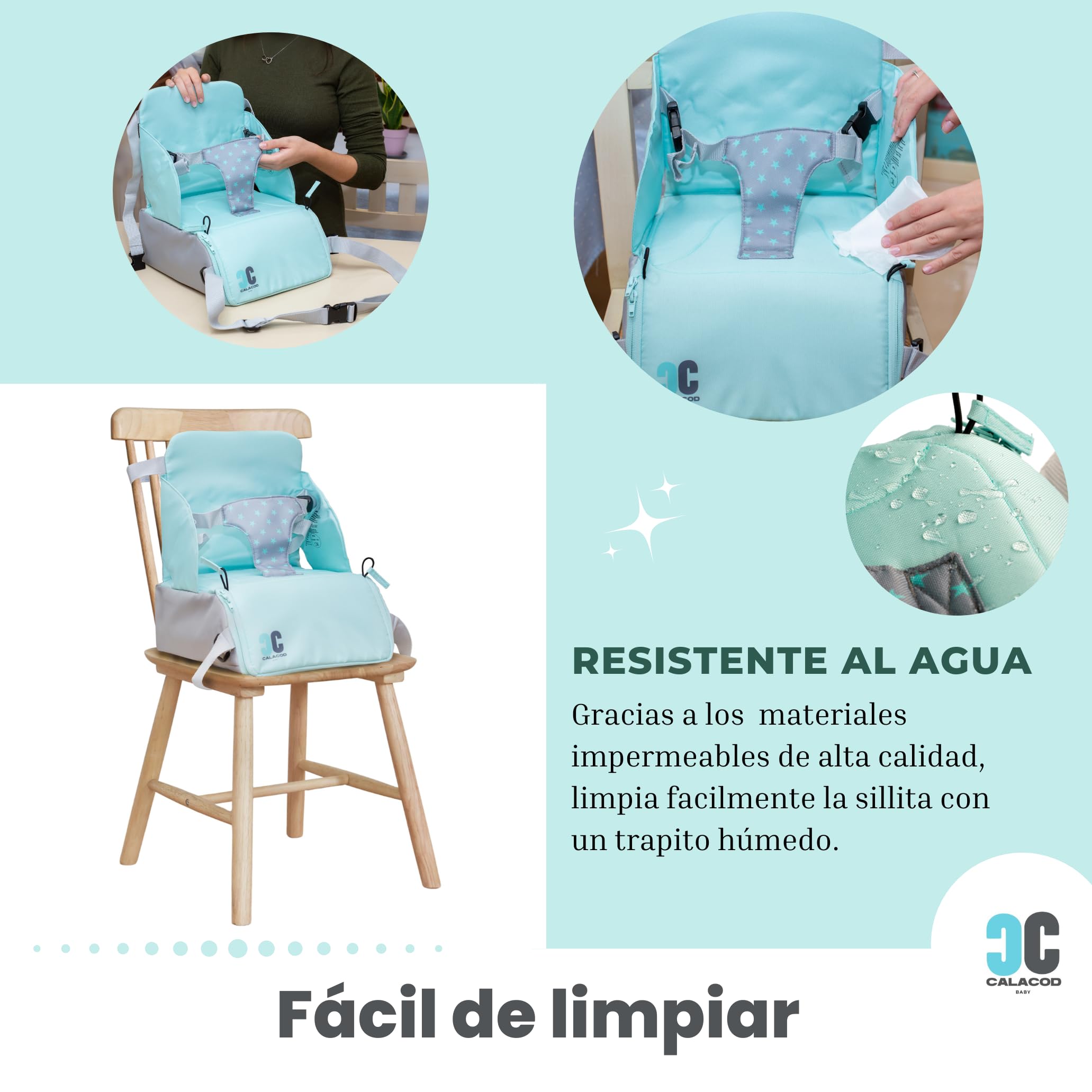 Trona portatil bebe de diseño - 2 en 1: trona de viaje + bolsa de gran capacidad - alzador/elevador de silla para mesa de comer - trona plegable ligera - 6m/3 años (15kg), color UNISEX