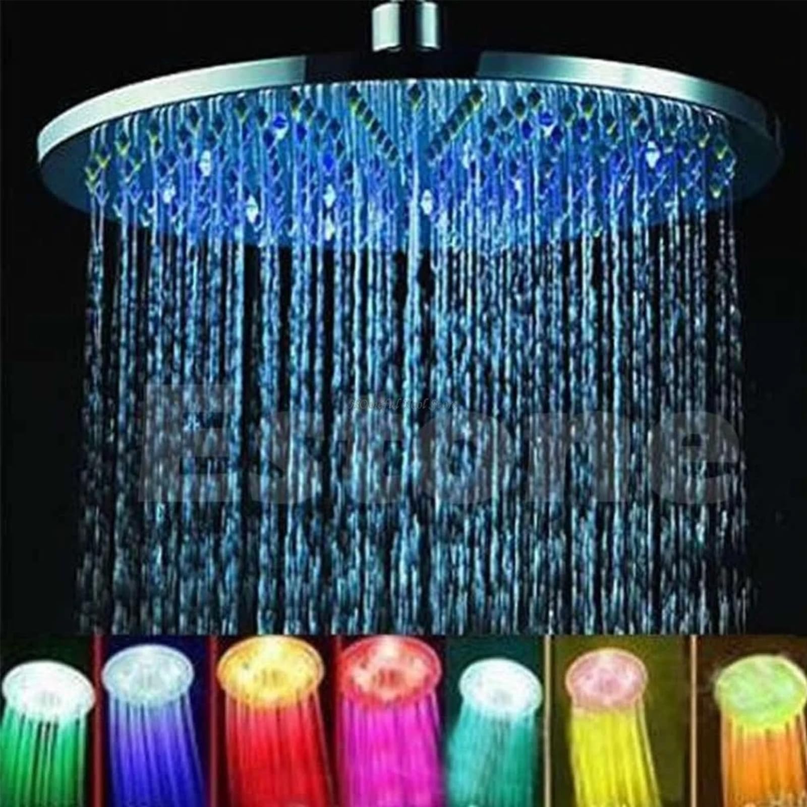 Getto a Soffitto Rotondo a LED Soffione Doccia Ad Alta Pressione Risparmio Idrico Automatico Docce con Sensore di Temperatura a 3 Colori Che Cambiano
