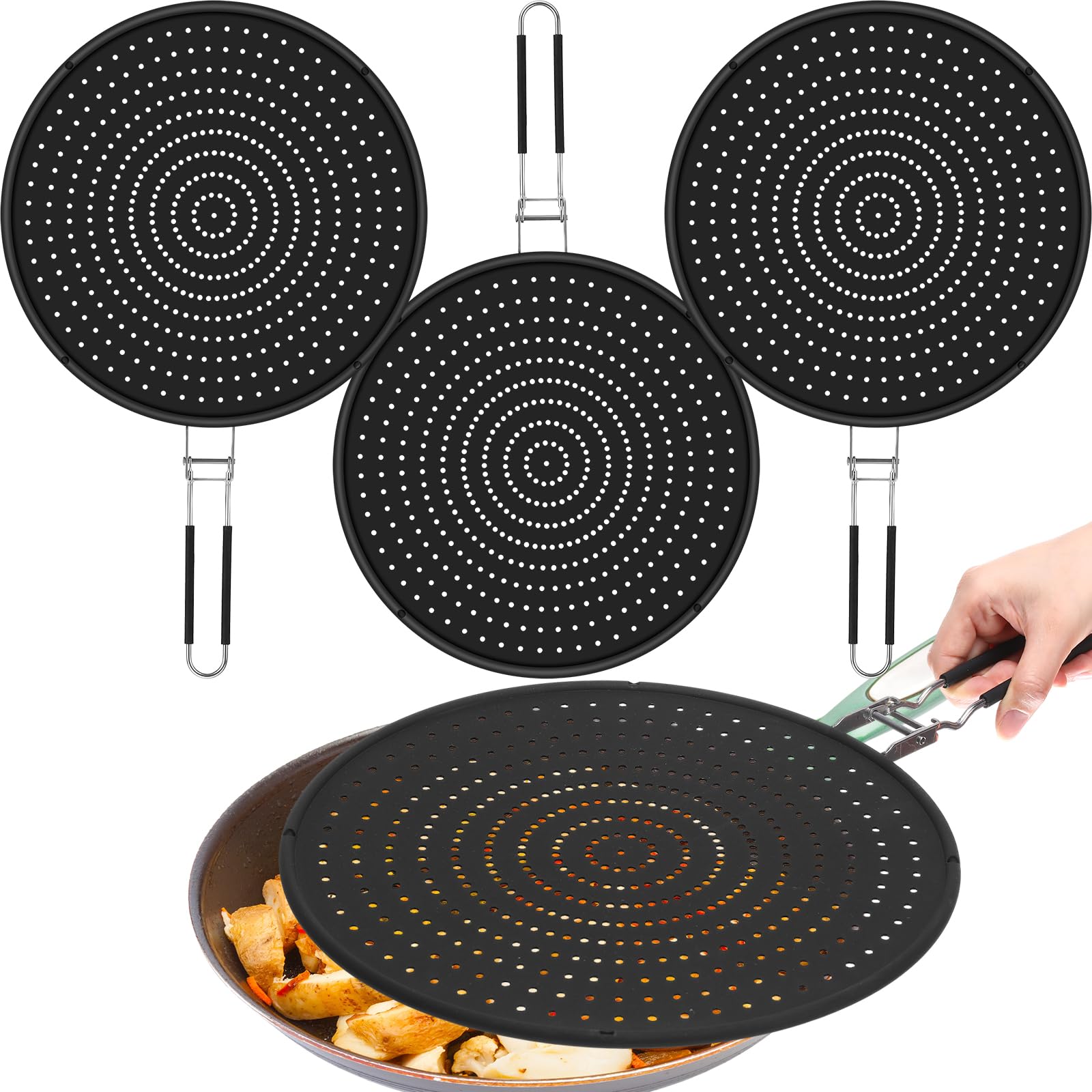 Écran anti-éclaboussures en silicone pliable lot de 3 protections de cuisine anti-graisse