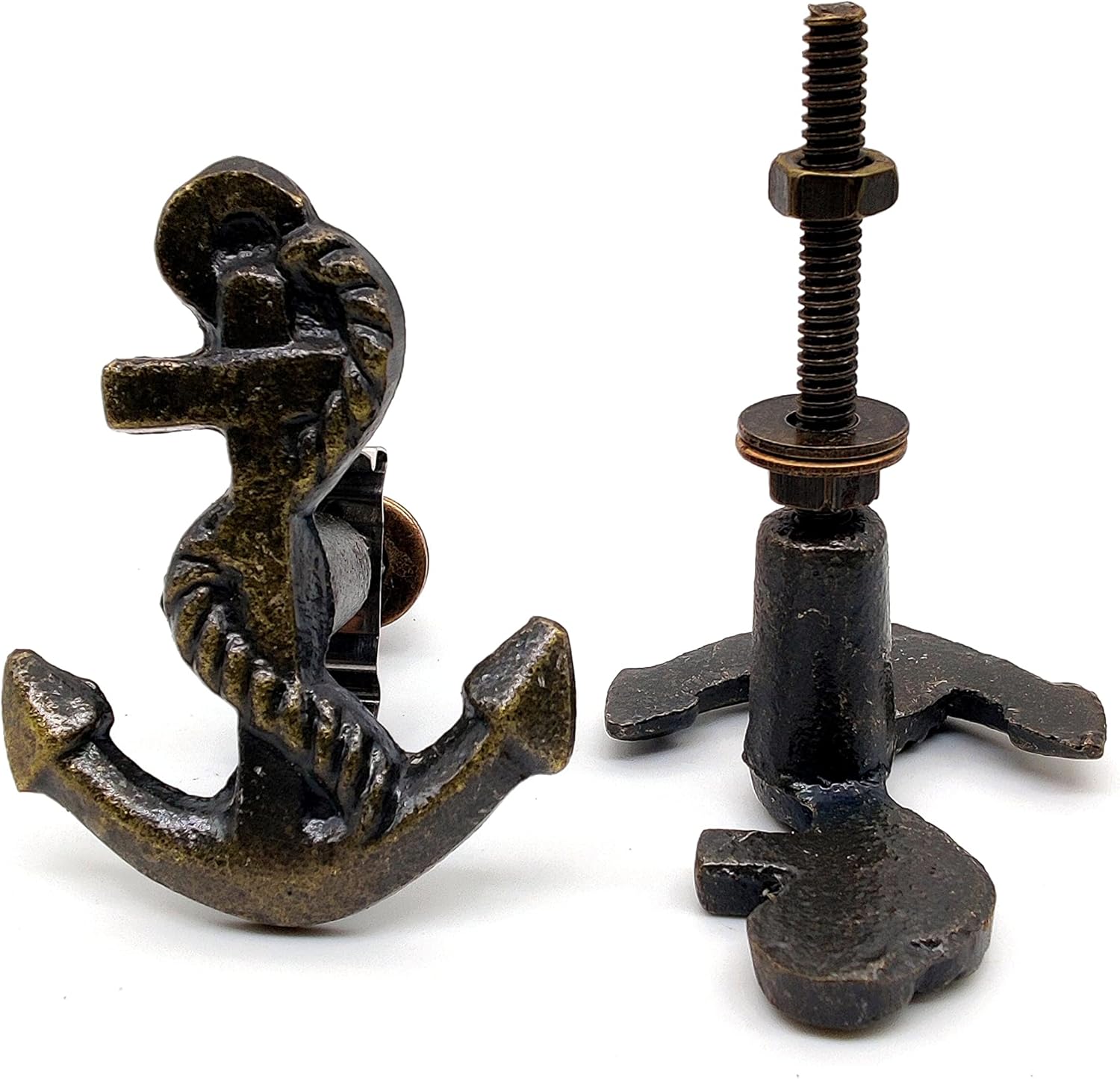 5MOONSUN5's Ship Anchor Cast Iron Door Knobs/Drawer Pulls Dresser Door Knobs for Cabinets, Wardrobes & Kitchen Cupboards/Pull and Push Handle Knobs Handmade Set of 2