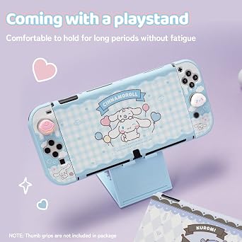 Kuitmor Protective Shell for Switch OLED,Slim Cute Pattern Dockable Cover Case Compatible with Switch OLED,Anti-Scratch and Shock-Absorption Design Cover Skins for Joystick(Cinnamoroll)