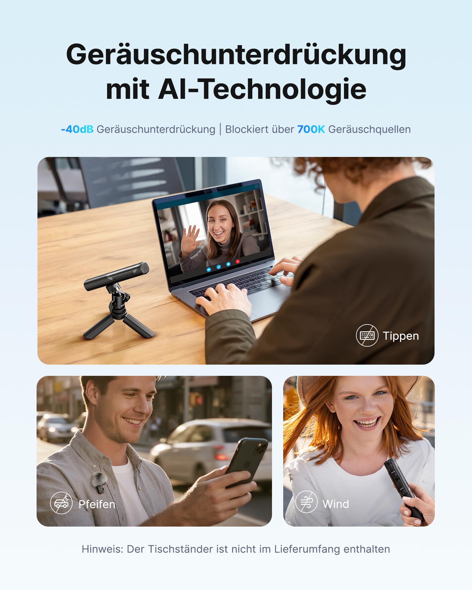 BOYA Magic Kabellos Mikrofon Handy (Ohne Ständer), Clip-On-, Hand-, Tisch-, Kamera-Mikrofon für iPhone 7~17, Mini-Lavalier-Mikrofone mit USB-C/Lightning/3,5-mm-Klinke, Ansteckmikrofon für Vlogging