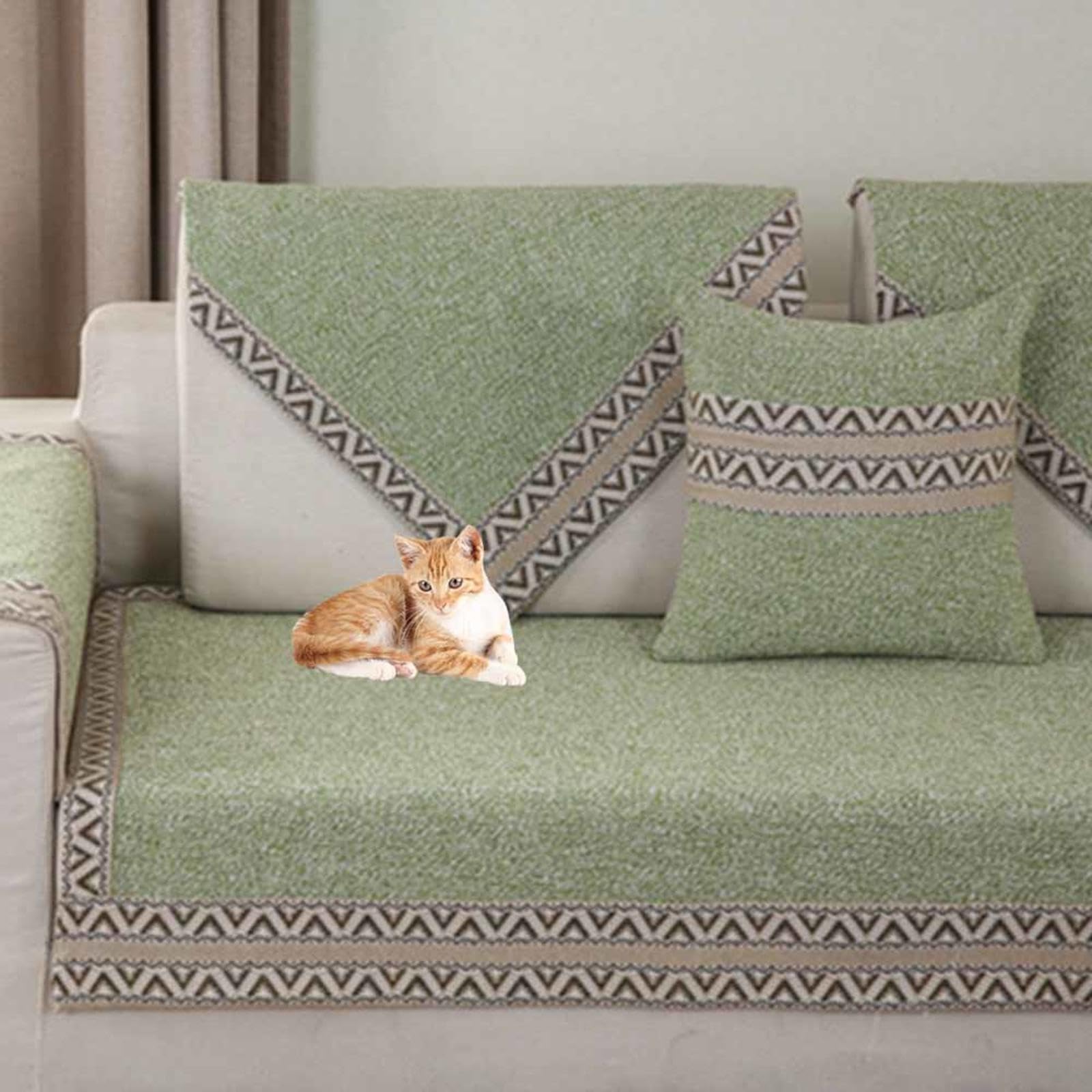 Racib L Shape Velvet Sofa Cover, Non-Slip, Waterproof, 2-90x120cm