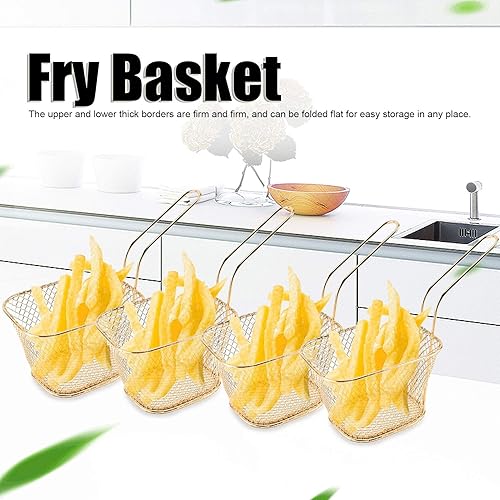 Miniatura 2 de Cesta de acero inoxidable para freidora, colador para papas fritas, colador de alimentos, herramientas de cocina, 4 cestas para papas fritas fritas