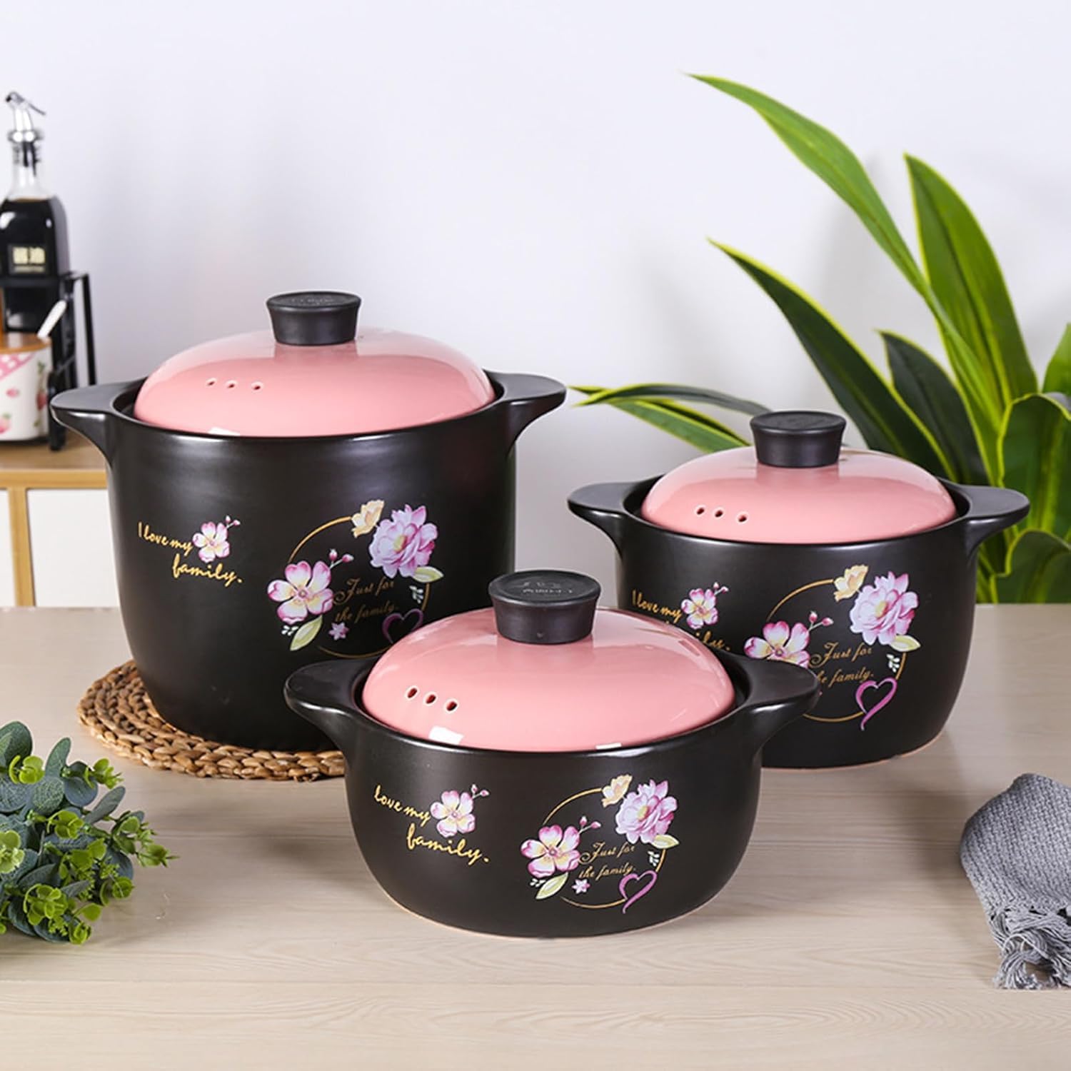Olla Grande De Barro con Tapa: Olla Versátil De Cerámica para Sopas, Guisos, Arroz Y Carne Cenas con Invitados Y Comidas Familiares. One Color 2.5L/2.3Quarts