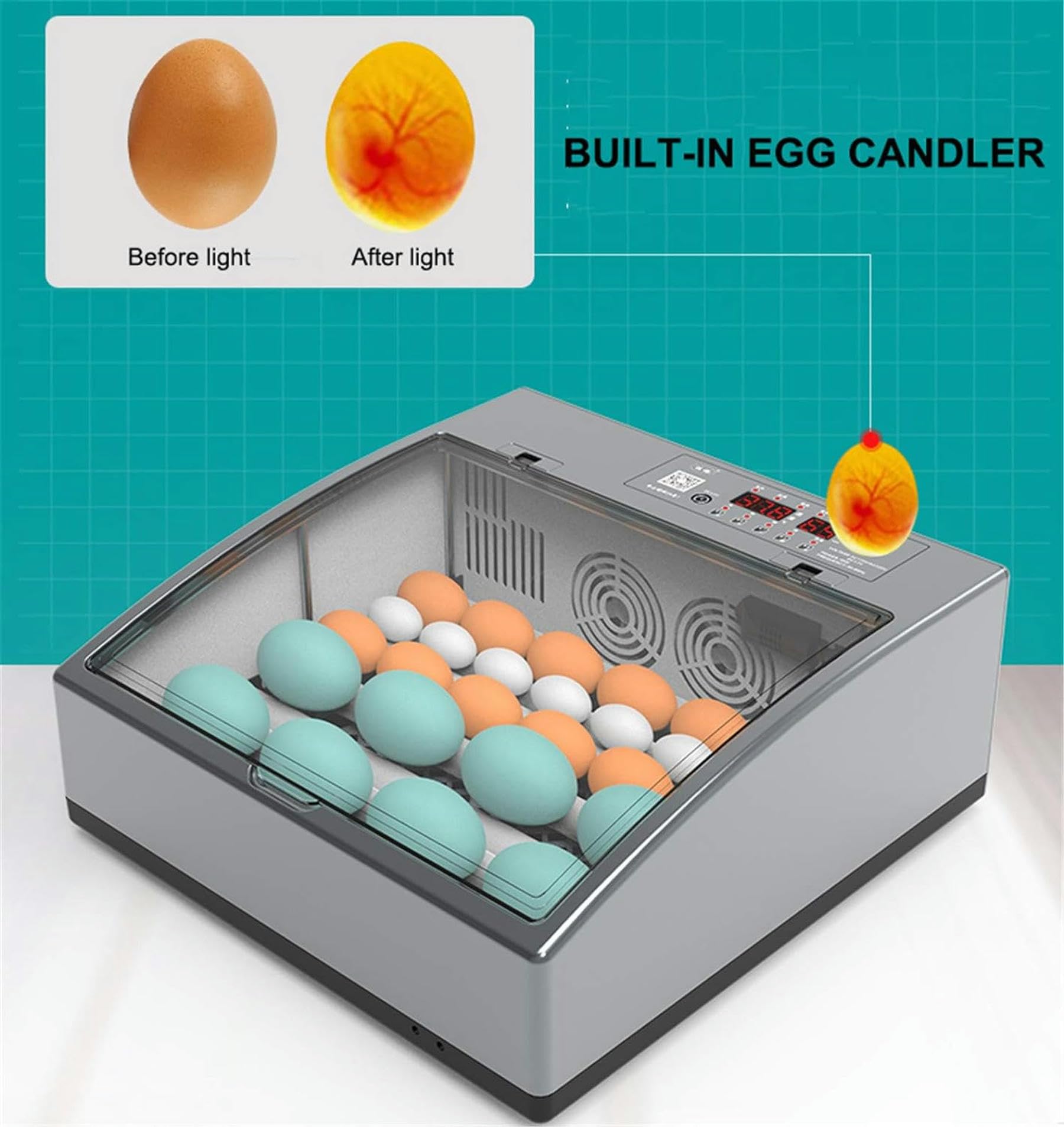Incubadora Digital para Huevos, máquina automática para incubadora de Aves de Corral, con Control de Temperatura y rotación automática, para Huevos de Pato, Huevos de Ave, Huevos de tur
