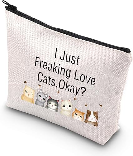 BDPWSS Bolsas de maquillaje para amantes de los gatos, regalo para mamá, bolsa de viaje Crazy Cat Lady Bolsa de viaje para dueño de gatos, regalo