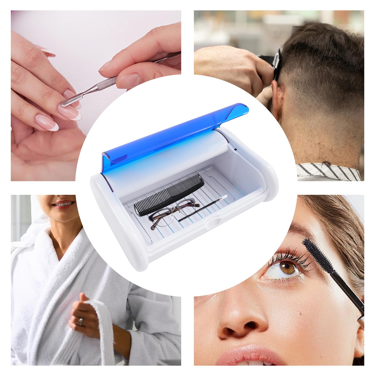 Esterilizador UV 6 W 220 V con rejilla, herramienta de esterilización de 2 l para instrumentos, desinfección, salón de manicura, cuidado de pies, tatuaje, 31 x 21,5 x 10 cm
