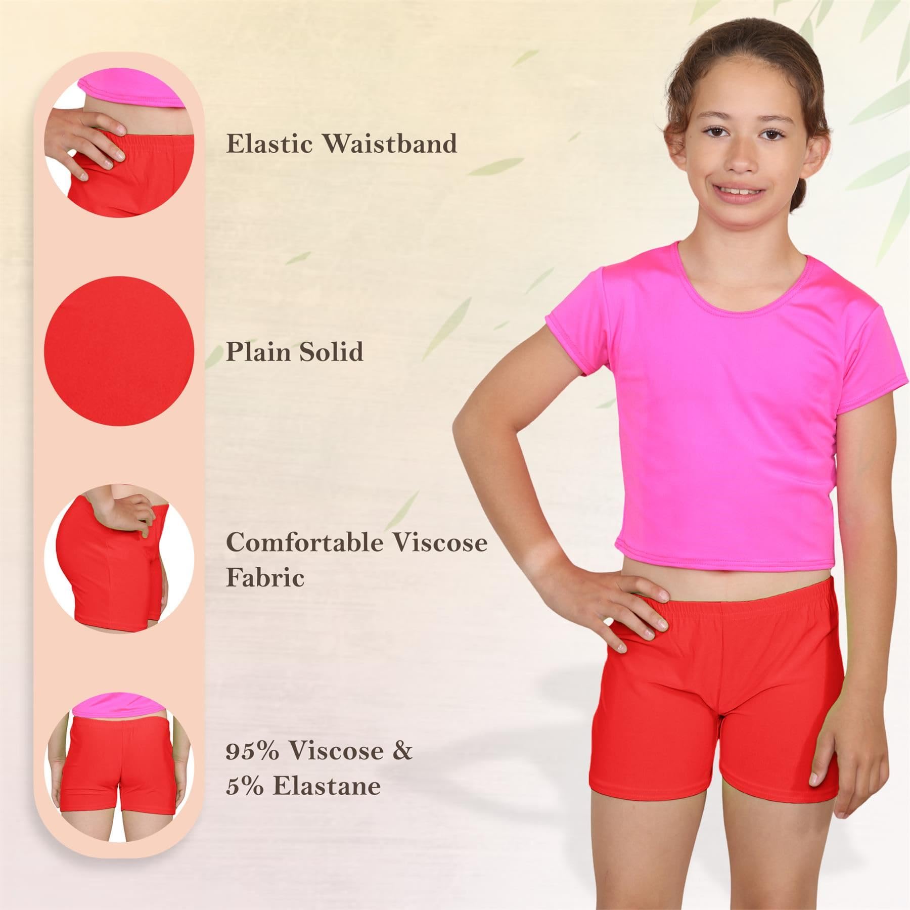 Paquete de 5 pantalones cortos de ciclismo para niñas, ligeros, lisos, para verano, gimnasio, entrenamiento, deportes, correr, polietileno, pantalones de yoga para niños, pantalones cortos
