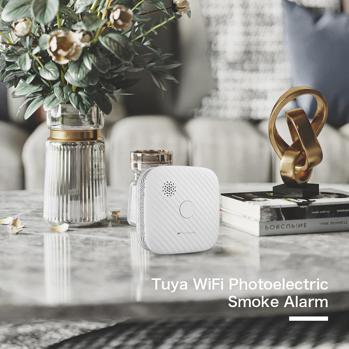 VisorTech rilevatore di fumo smartphone: Set da 10 Rilevatore di fumo e calore Wi-Fi (con notifica app, con avviso app)