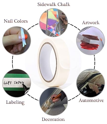 Miniatura 3 de LLPT Cinta adhesiva de uso general, paquete de 5 unidades de 1 pulgada x 55 yardas cada una, línea limpia sin residuos para pintar, artes,