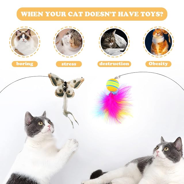 Foto 3 de 8 de UGBO Juguetes para Gatos Interactivos Juguete Gato Juegos Interactivo con Ventosa y Plumas Caña Gato Varita…
