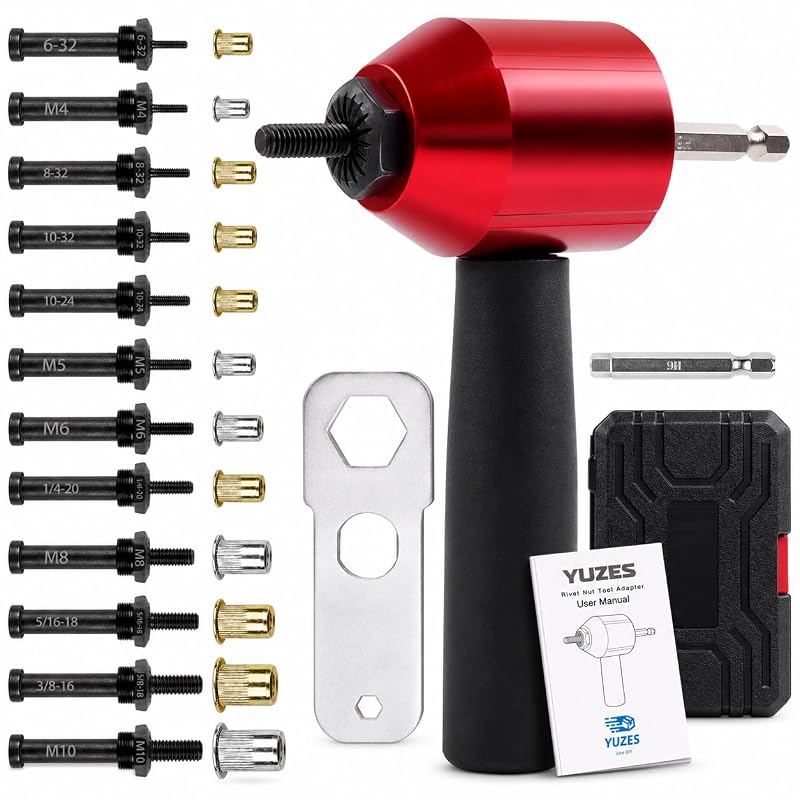 Kit de Rebitador de Porcas YUZES para Furadeira e Catraca com 12 Mandris e 260 Porcas de Rebite Rivet Nut Tool-30-R1