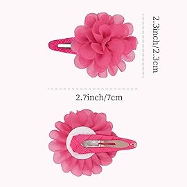DeD 24PCS 2.7 Chiffon Flower Hair Bows Clips Flower Tiny Hair Clips Fine Hair for Girls Infants Toddlers Set of 12 Pairs