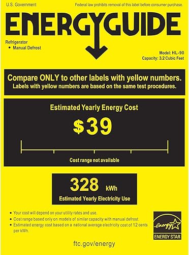 Miniatura 7 de HAILANG Mini refrigerador con congelador, refrigerador compacto de 3.2 pies cúbicos, mini refrigerador con 2 puertas para dormitorio, oficina,