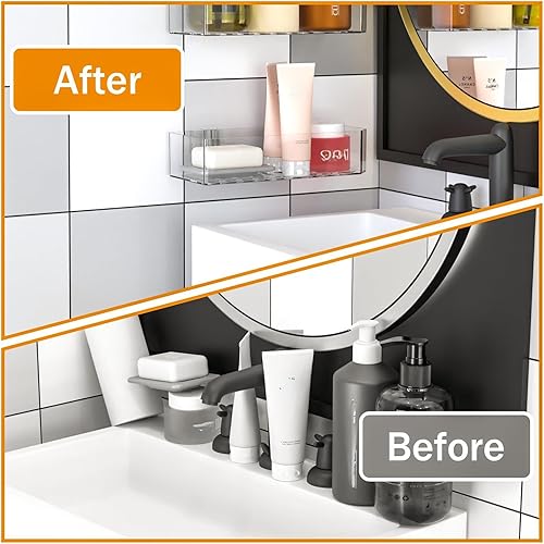 Miniatura 4 de Cq acrylic Estante organizador de ducha de baño, organizador de ducha adhesivo para almacenamiento de baño, decoración del hogar y cocina, estante