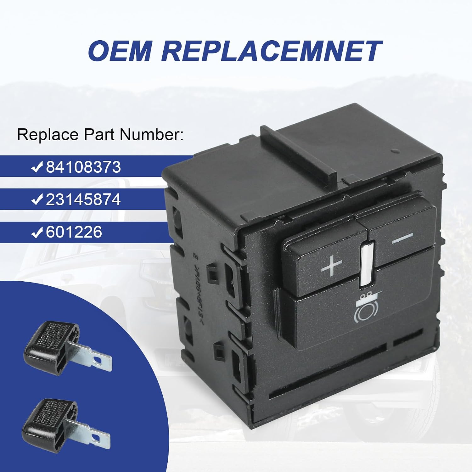 84108373 Trailer Brake Control Switch Compatible with 2015-2021 Chevy Silverado Colorado Suburban Tahoe 2014-2020 GMC Canyon Sierra Yukon/Yukon XL Replace# 23145874 601226
