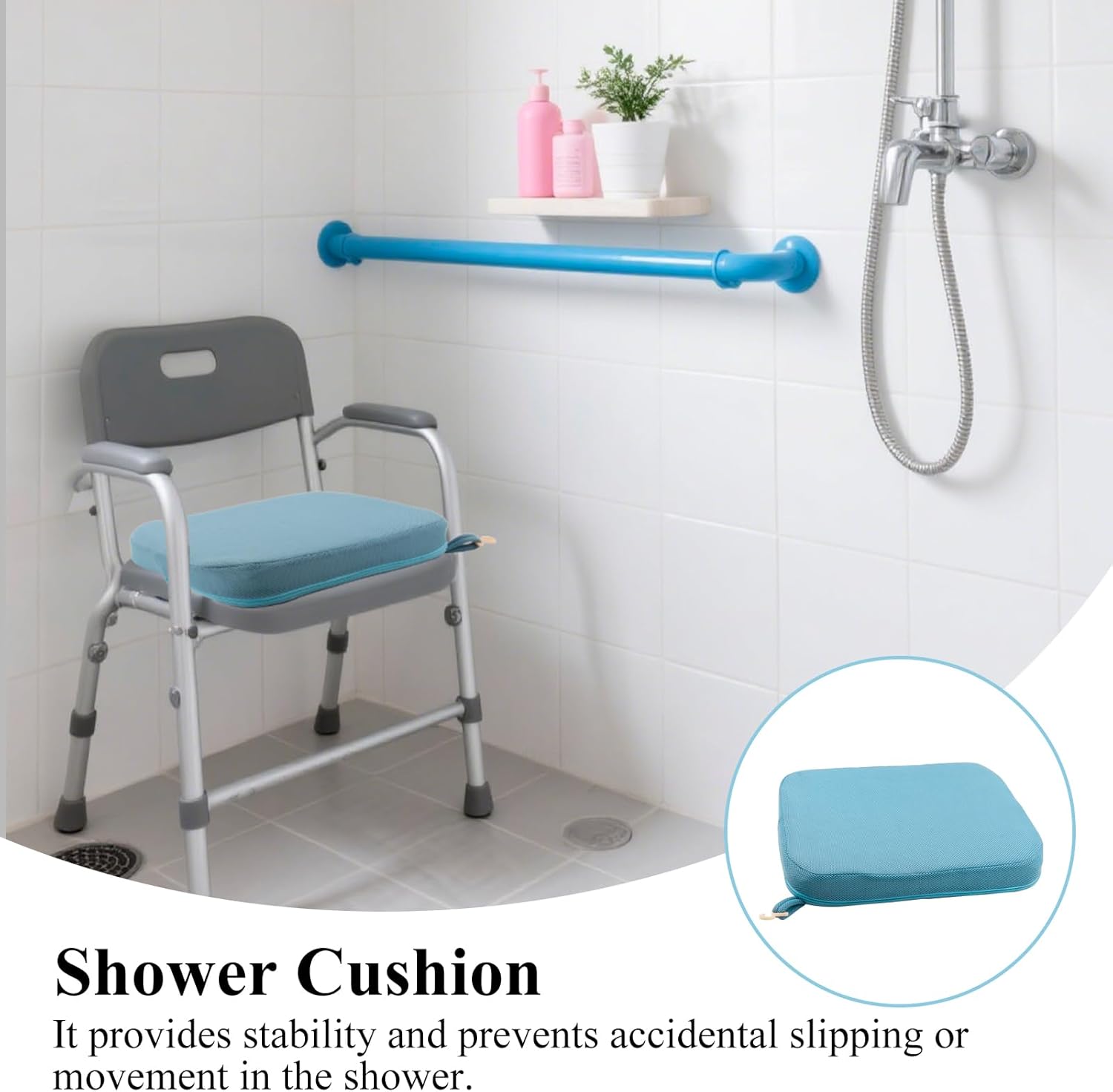 Cushion for Shower Seat,Bath Cushion for Shower Bench and Tub Transfer Bench,Non Slip Seat Pad with Hook,Seat Mat for for Dorm Desk Chair,Bathtub Chair Pad,Quick Drying and Washable