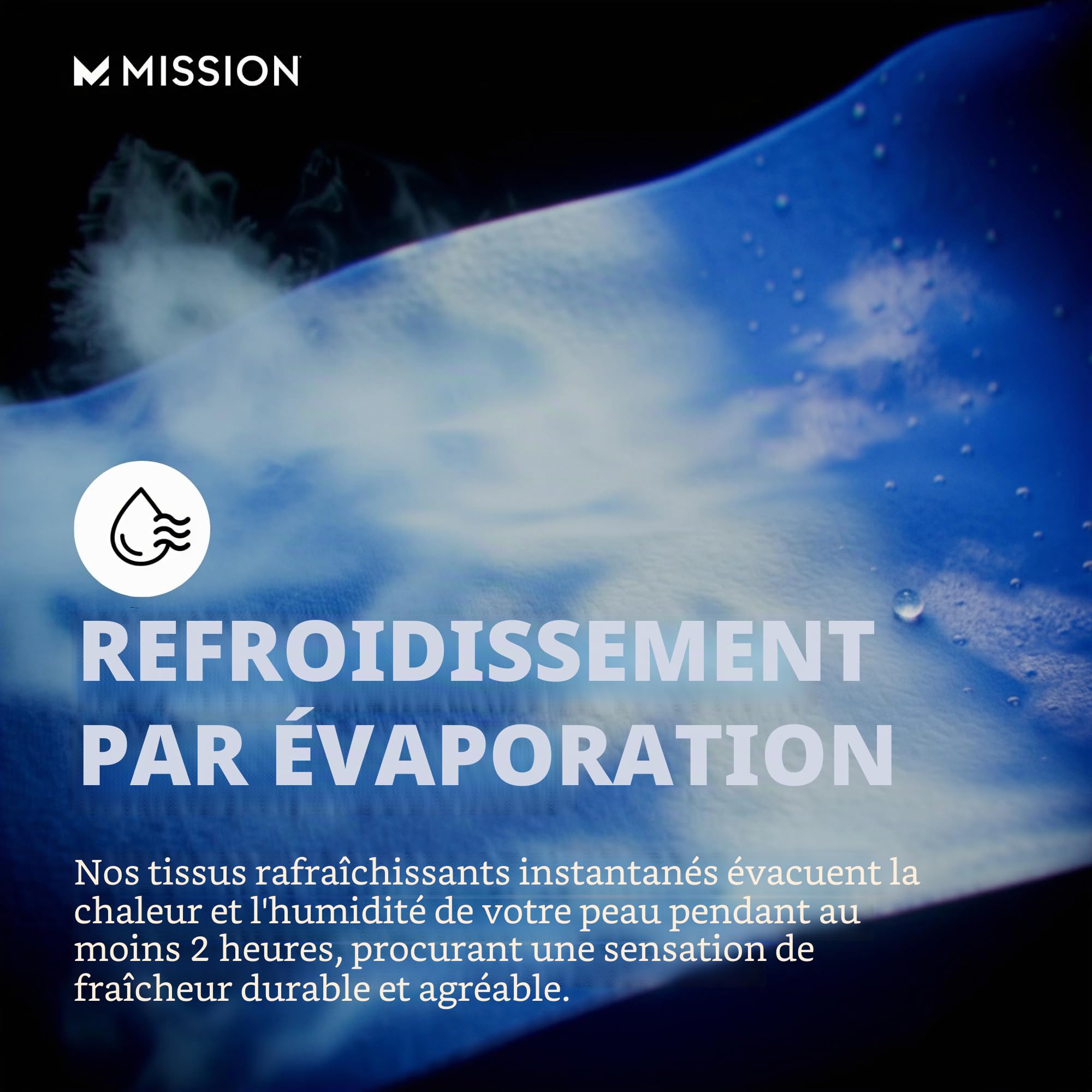 Mission Serviette de refroidissement originale - Technologie rafraîchissante par évaporation - Refroidit instantanément lorsqu'il est mouillé, protection solaire UPF 50, pour le sport, le yoga, le golf, la gym, le cou, l'entraînement, 25,4 x 83,8 cm