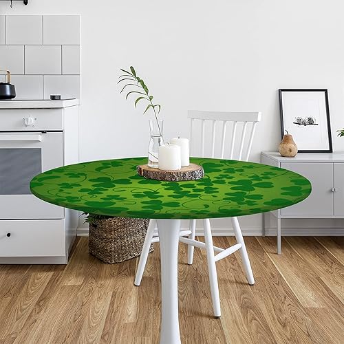 Vista 339 de cfpolar Mantel redondo ajustable de verano, hojas de palma tropical, borde elástico, mantel redondo lavable para uso en interiores y exteriores, se