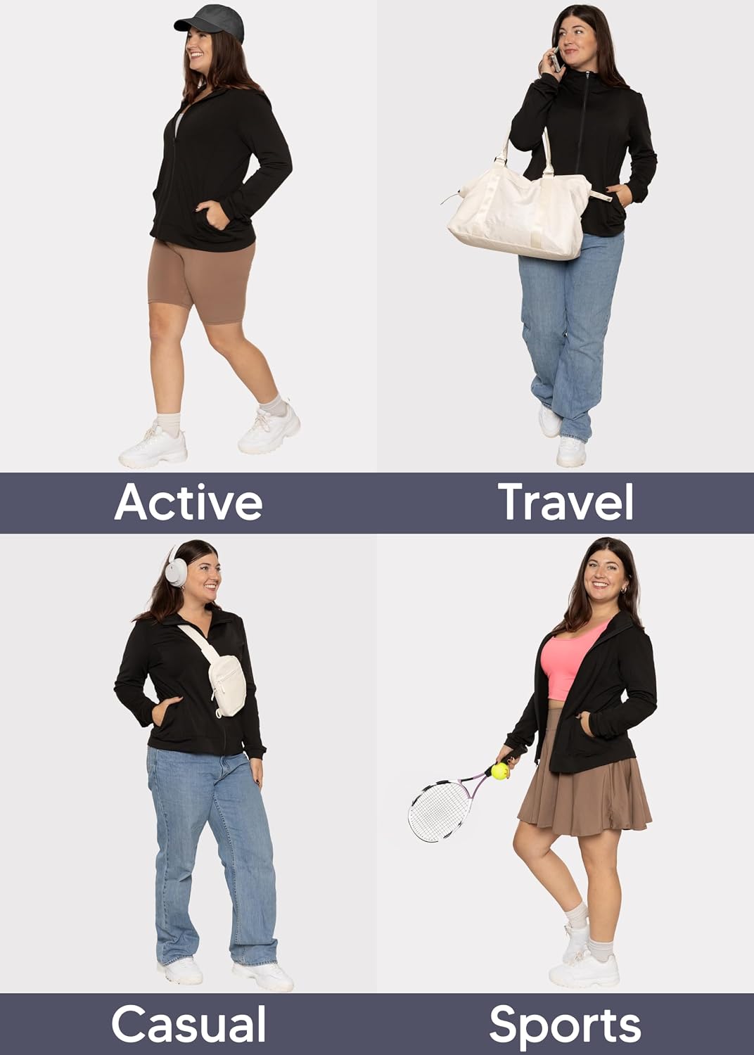 STRETCH IS COMFORT Black Cotton Stretch Collection | Multiple Styles: Jackets, Leggings and Yoga Sets for Girls and Women