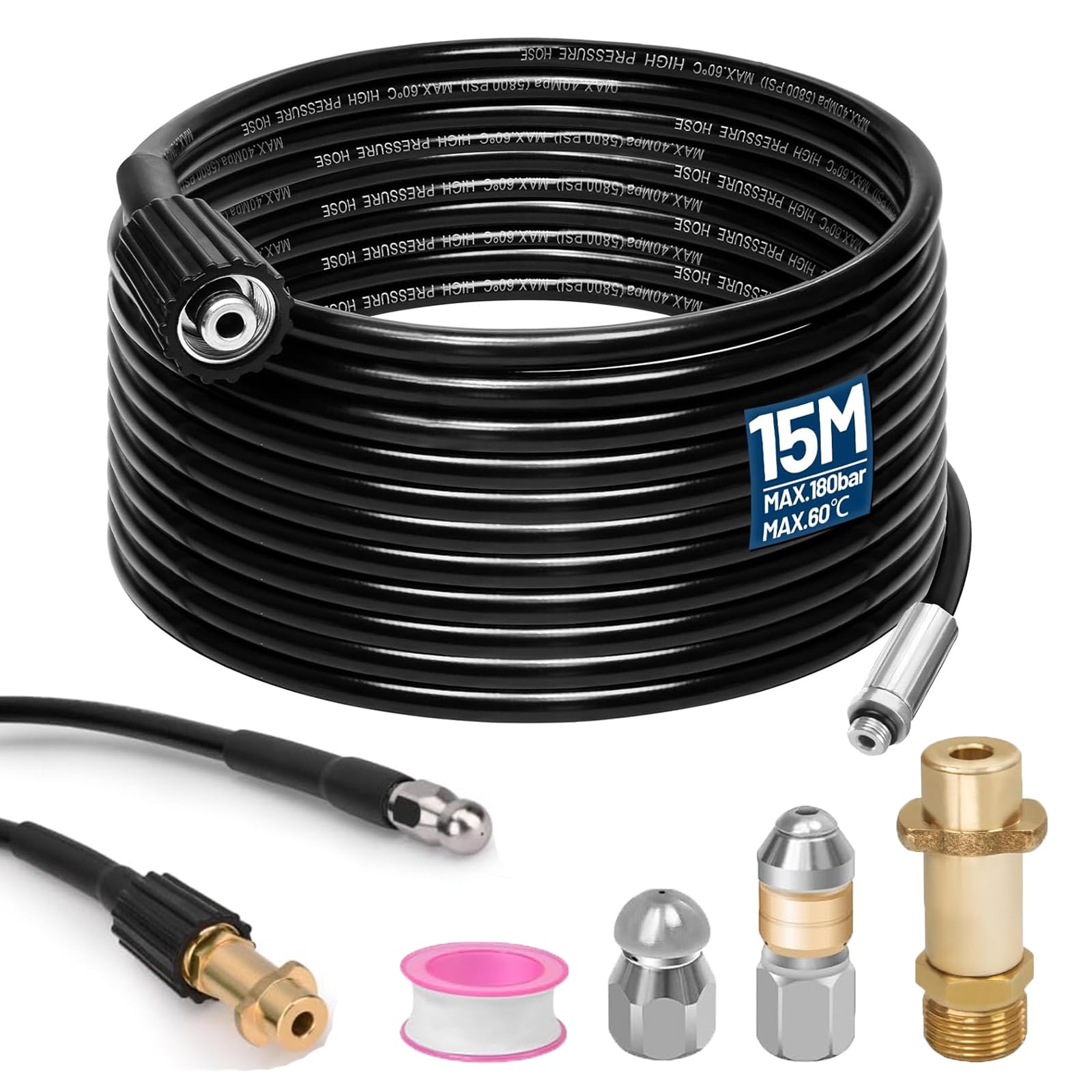 Deboutcheur haute pression Karcher 180 bar Deboucheur canalisation 15M_jet_rotatif_compatibilit_k2_k3_k4_k5_k6_k7_tuye_a