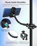 LMS Mic Stand Phone Holder, Flexible Phone Holder for Microphone Stand, iPhone Music Stand Holder Mount, Mic Stand Cell Phone Clip for iPhone 15 14 13 12 Pro Max Samsung Galaxy Pixel (Standard, 6")