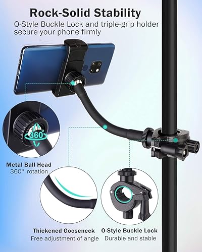 Miniatura 5 de LMS Soporte de micrófono para teléfono, soporte flexible para micrófono, soporte de soporte de música para iPhone, soporte de micrófono, clip de
