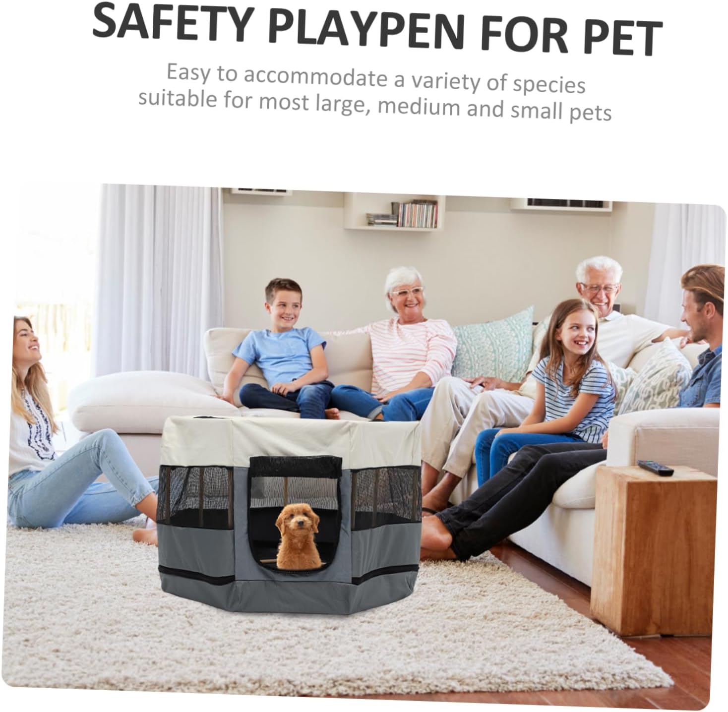 Octagonal Pet Fence Kitten Playpen Dog House Outdoor Indoor Scratch Resistant Oxford