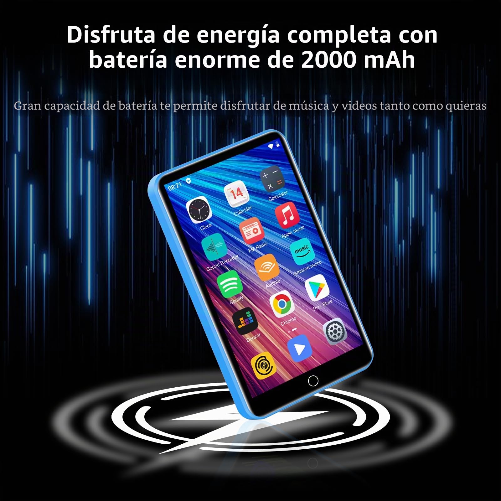 Reproductor MP3 con Bluetooth y WiFi, ZAQE 80 GB de Memoria y Sistema operativo Android, Pantalla táctil de 4 Pulgadas, música de Spotify, Altavoz Integrado,Reproductor MP4 para niños (Blue)