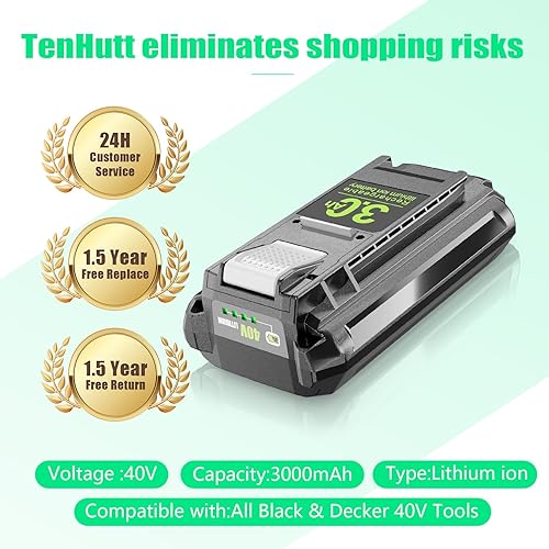 Miniatura 3 de TenHutt Actualización Batería de repuesto de 40 V 3.0 Ah para batería Ryobi de 40 V OP4020A OP4040A1 OP4050 OP4060A batería de iones de litio