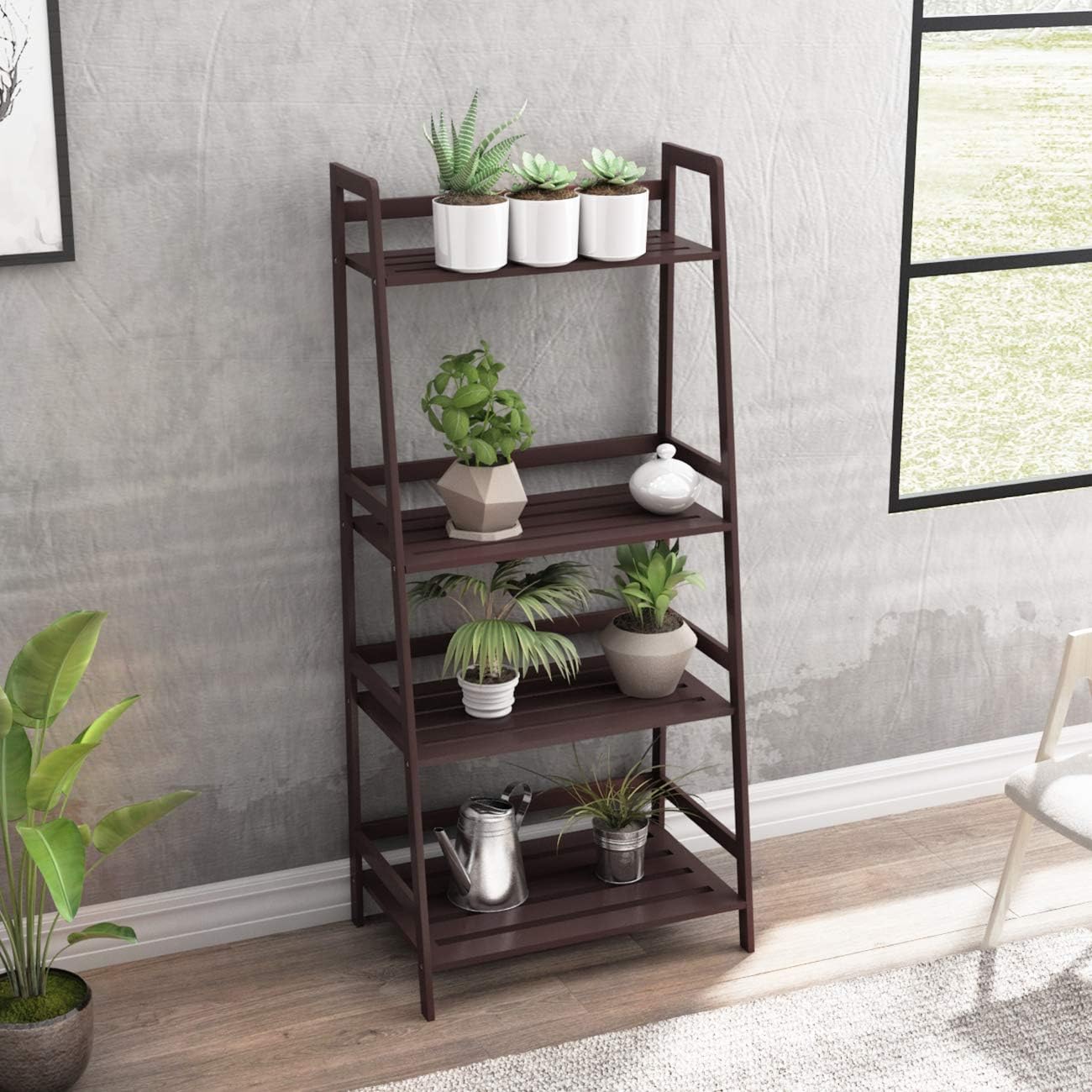 DlandHome Bamboo 4Tier Multifunctional Storage Rack Stand