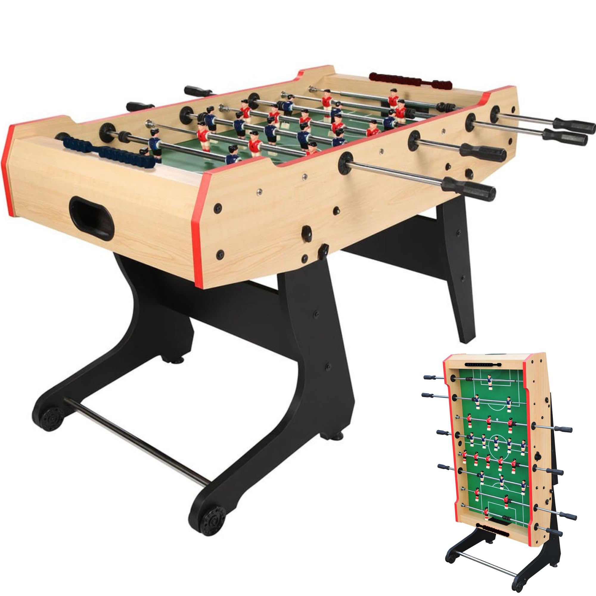 DEVESSPORT Futbolín Plegable | Ideal para el Uso Familiar con Retorno de Bolas y Diseño Compacto | Futbolín Plegable Guardar en Casa Juega, Compite y Guárdalo Fácilmente