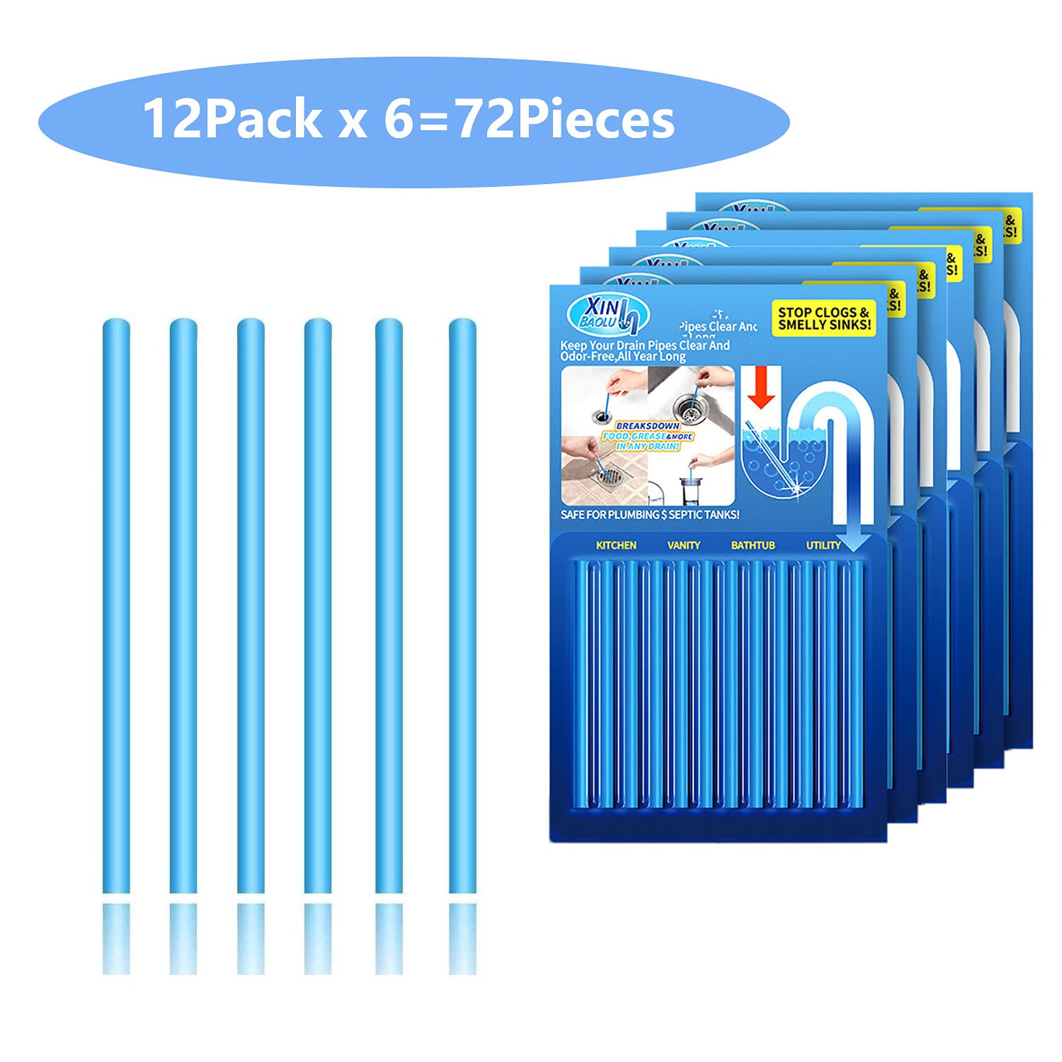 72 Pezzi Sani Sticks Per Scarichi | Elimina Ostruzioni E Odori | Enzimi Naturali