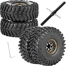 RcarmubWow 1.0 Beadlock Dually Wheels and Tires for 1/24 1/18 RC Crawler Car SCX24 TRX4M,Soft Mud Tires 1.0 Beadlock Tires Set Brass 1.0 Beadlock Wheels Double Wheels,4pcs