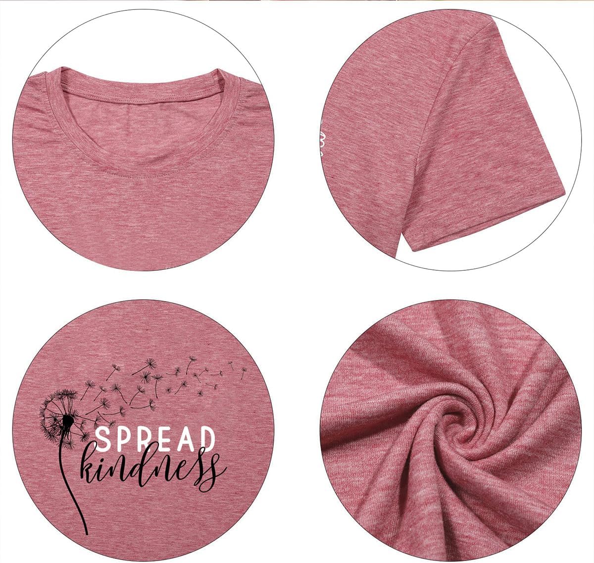 Women's Summer Spread Kindness T Shirts for Women Dandelion Graphic Loose Tees Crew Neck Short Sleeve Casual Printed Cute Top - Image 3