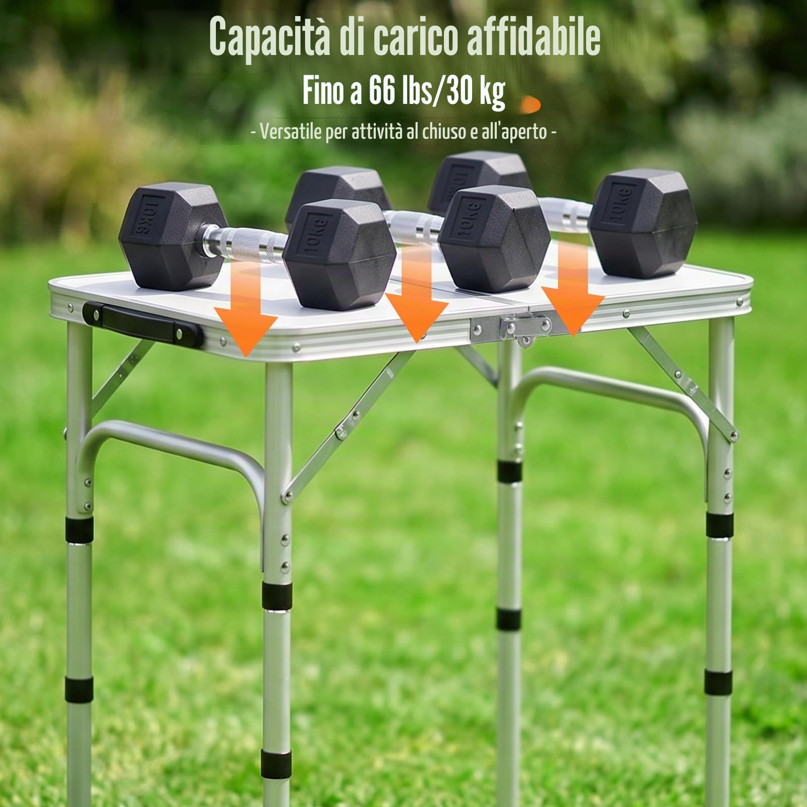 Velway Tavolo Pieghevole da Campeggio 60x40 cm in Alluminio